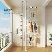Stainless Steel Telescopic Clothes Drying Rack – Space-Saving Hanging Garment Hanger With No-Drill Installation, Extendable Rod For Balcony & Window, Modern Home Laundry Stand, 4 Layers, Hangers For Clothes, Drying Racks - Silver - View 5
