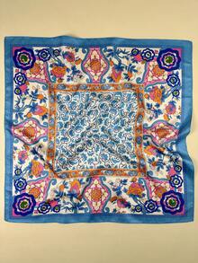 1 件女士佩斯利花纹印花方形围巾优雅围巾头巾女士缎面头巾发饰