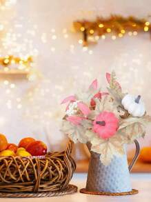 1 Stück/2 Stück/4 Stück Herbst Ahorn Kürbis Kranz geeignet für Zuhause Garten Hochzeit Party Erntedankfest Abendessen Kamin Türrahmen Durchgang Hintergrund Weihnachtsdekoration, Halloween Dekoration