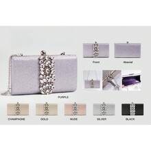 手拿包 晚装包，附鑽石配件，適合特殊場合、婚姻、派對 - 裸色 - 查看 2