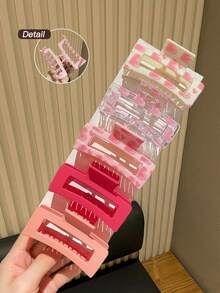 5 件女士时尚简约粉色方形发夹发饰，适合日常使用，建议作为礼物爪夹发夹发夹发夹发夹发夹时尚发饰秋冬度假装女士 - 彩色 - 查看 6