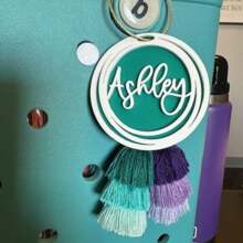 Personalized Initial Bag Charm | Name Beach Tote Tag | Last Name Initial Inside Overlapping Rings | Acrylic Name Keychain | Tassel Beach Accessories Beach Essentials Vacation Beach Bag Summer Accessories,School Supplies,Back To School,School Gift,For Office,For School,For Classroom,For Teacher Gifts,For University,For Colleague,For Dorm Rooms,For Teacher,For Boys And Girls,For Teenagers,Junior High School Students,Middle School Students,High School Senior High School Students,College Students,University Students,Freshman,Sophomore,Underclassmen,All-Purpose,Large Capacity,Versatile,Multifunction,Colorful,Cute,Adorable,Contracted,Funny,Kawaii,Y2K,Minimalist,Commuting,Business Casual,Basics,Custom,Personalized,Unique,Customized,Ideal Gifts For Him,Ideal Gifts For Her,Her,Family,Friends,Girlfriend,For Anniversaries,For Birthdays,For Holiday/ Vacation,For Outdoors/Outings/Travel/Hiking/Stadium/Sports/Climbing,For Business/Commute/Work/Office,Customized Bag Accessories