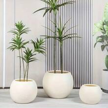 1pc Large Spherical Plastic Planter Pot, Contemporary Round Plastic Flower Pot, Lightweight Floor-Standing Indoor/Outdoor Decorative Pot For Realistic Artificial Trees, Modern Home & Garden Decor, Ideal For Home Decor, Room Decor, Bedroom Decor, Wedding Decor, Garden Decor And Birthday Decorations