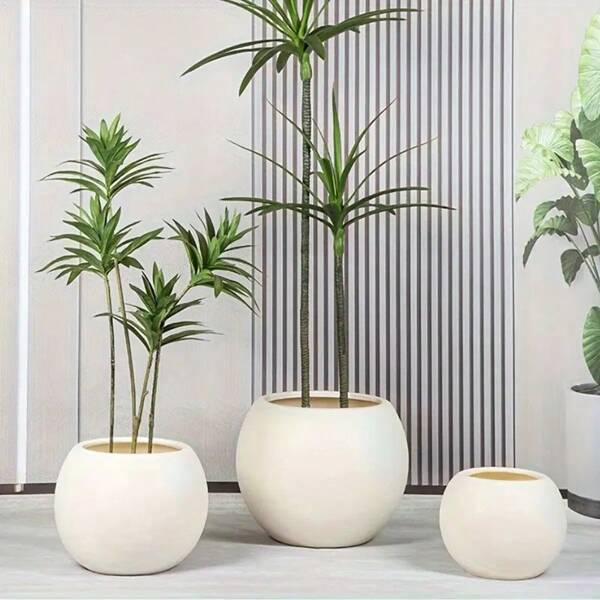 1 Stück große runde Kunststoff Pflanzkübel, zeitgenössischer runder Kunststoff Blumentopf, leichter bodenständiger Indoor/Outdoor dekorativer Topf für realistische künstliche Bäume, moderne Heim- und Gartendekoration, ideal für Heimdekoration, Raumdekoration, Schlafzimmerdekoration, Hochzeitsdekoration, Gartendekoration und Geburtstagsdekorationen