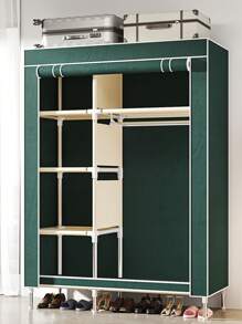 Sturdy Metal Frame Cloth Wardrobe With Fabric Exterior - Space-Saving Closet Organizer For Bedroom, Dorm Or Apartment - Includes Shelves, Hanging Rod And Stacking Area For Multi-Functional Storage And Clothing Organization | Minimalist Wardrobe | Durable Structure, Portable Closet