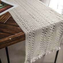 1 块蕾丝桌布，波西米亚风农舍风格流苏钩针棉质蕾丝桌布，适合新娘送礼会、婚礼、餐桌装饰