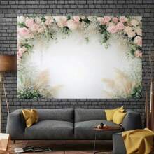 1 pièce, fond floral blanc poudré, décoration photographique en polyester, douche nuptiale, mariage, anniversaire, première communion, bannière de fête, sans besoin d'électricité, fournitures ménagères de cuisine