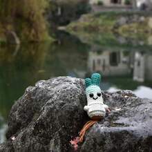 Mini Cute Funny Positive Life Potato Tomato Eggplant Onion Cute Animals Creative Knitted Holding Card Crochet Birthday Christmas Girls Gifts Party Decor - màu xanh lá - Xem 2