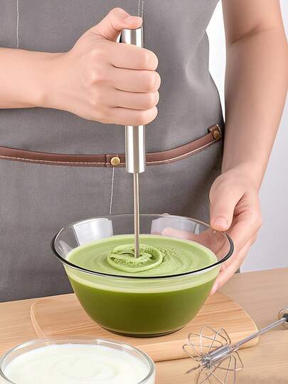 1PC Stainless Steel Egg Whisk, Digead Hand Push Rotary Whisk Blender, Whisks For Cooking, Hand Push Mixer Stirrer For Blending, Whisking, Beating & Stirring (12in)