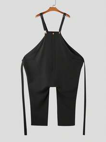 INCERUN Men Sleeveless Strappy Bib Dungarees Rompers Casual Loose Solid Jumpsuits Summer Harem Pants Long Cargo Overalls - 黑色 - 查看 2