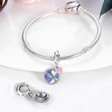 1 Stück 925 Sterling Silber DIY Anhänger, funkelnder diamantbesetzter Globus Charm: Beginne ein schönes Reisekapitel, Alltags- und Freizeitkleidung, Urlaubsgeschenke