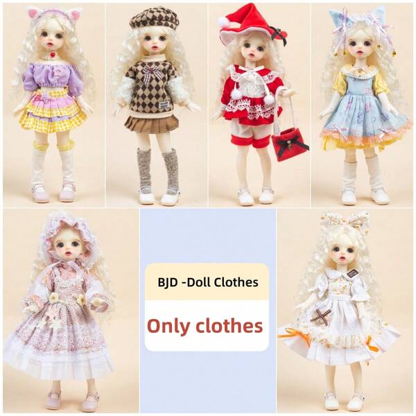 [Only Clothing]]Highly Attractive 6-Point BJD Doll Clothes 30cm BJD Doll Clothing Outfit Set DIY Handmade BJD Doll Skirt
