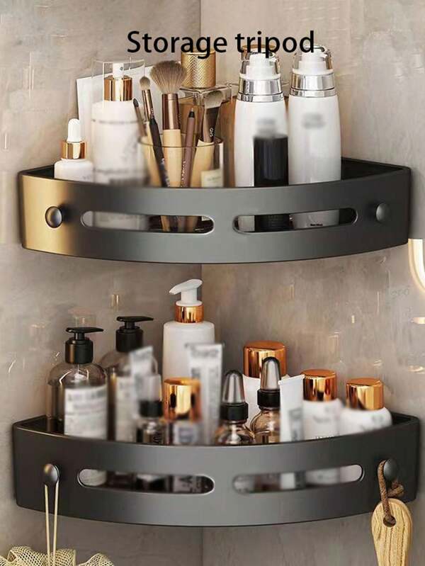 1pc/2pcs Triangle Bathroom Wall Mounted Storage Organizer Rack, No Drill Required Back To School