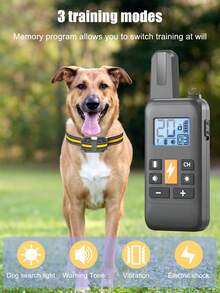 1pc New Dog Training Collar, 800M Remote Control, Waterproof, Electric Shock & Vibration, 3 Training Modes, Adjustable Sound Level, Flash Light, IP67 Waterproof, Pet Supplies