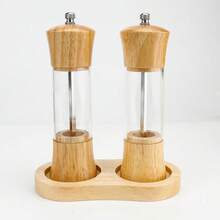 1pc/2pcs/3pcs Oak Acrylic Transparent 6 Inch Oak Pepper/Spice Grinder - Pepper/Spice Mill - Multifunctional Condiment Jar Kitchen Tool'