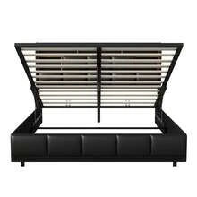 Upholstered Bed 140x200 Cm With Storage Headboard, Modern Double Bed Frame 140x200 Cm With Slatted Frame, Bed Box, Hydraulic Double Bed, Without Mattress, Black, PU Leather (160x200cm) - 黑色 - 查看 11