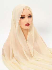 1 buc Set Hijab Musulman Casual pentru Femei, Eșarfă Subțire din Șifon cu Închizătoare Magnetică, Potrivit pentru Toate Sezoanele