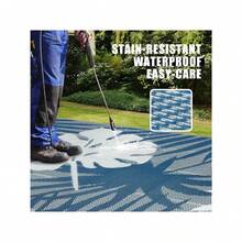 Homcomodar Outdoor Rug For Patio 180x270cm Plastic Straw Rugs Reversible Mats UV Resistant Camping Mat  Outdoor Rug For Balcony Picnic(Grass Green) - Blue/Grey - View 7