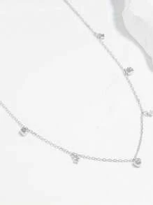 Colar feminino com pingente de gota d'água em prata 925, colar minimalista com pingente de zircônia, corrente de clavícula simples e elegante, joia luxuosa para o dia a dia