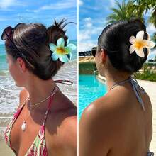 6 Pcs Flower Hair Claw Clips - Hawaiian Hair Clips For Women, Summer Beach Essentials Hair Accessories - 基本的 - 查看 2