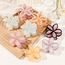 1/2/4/6 peças de grampos de cabelo de flores coloridas para primavera e verão, grampos de cabelo de plástico contrastantes de 2,95 polegadas, rosa, amarelo e azul, acessórios de cabelo de cor sólida, elegantes, simples e minimalistas, adequados para uso diário, casual, festa, deslocamento, férias, penteados, maquiagem, garra de cabelo, grampos de garra, grampo de mandíbula de cabelo, presilha de cabelo, presilha de cabelo da moda