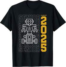 Class Of 2025 High School Senior Robotics Club T-Shirt Gift For Couple Gift For Partner,Funny Graphic T Shirts,Vintage T Shirts,100 Percent Cotton T Shirt,Oversize,S-XXXL - 黑色 - 查看 1