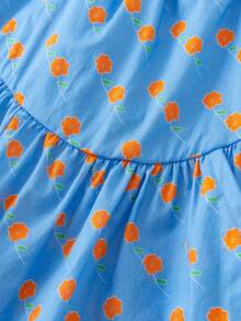 mini bala Đầm hai dây in họa tiết ruffle cho bé gái - tông màu xanh đỏ - Xem 7