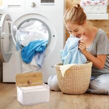 1pc/2pcs Acrylic Dryer Sheet Holder Container For Laundry Room Dryer Sheet Dispenser Laundry Room Organization Jars With Lid For Powder, Dryer Balls, Pods,Scent Boosters, Laundry Room Storage