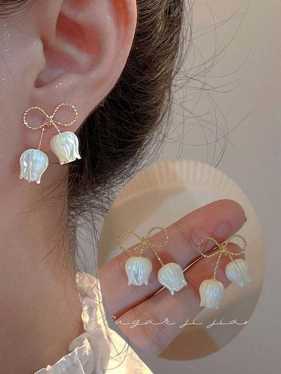 Bông tai đính nơ và hoa Topshiny Valentine, Mẹ, Mẹ, Ngày của Mẹ, Quà tặng - Nhiều màu - Xem 1