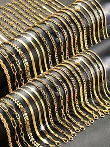 20pcs/5pcs Set Elegant Everyday Gold Tone Women Layered Bracelets, Snake Chain, Lock Chain, Twisted Chain, Assorted Bracelet Set For Girls, Everyday Wear - Gold - View 1