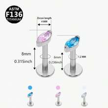 1PC Women's G23 Titanium Ear Studs | Cat's Eye Stone & 5A CZ Inlaid Piercing Jewelry | Hypoallergenic, Versatile For Ear, Lip Or Nose Wear