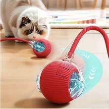 1 Piece USB Rechargeable Interactive Toy Ball For Cats, Auto Electric Rolling Ball As Birthday Gift For Dogs/Cats, Auto Smart Chewable Toy With Tail, Unicolor Smart Ball Tied To Harness, Interactive Cat Ball Toy, Indoor Cat Toy