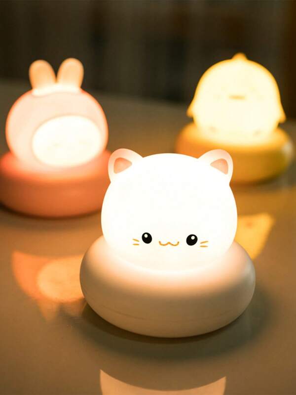 1pc Cartoon Pet Eye-Protective Mini Rechargeable Bedside Night Light, Tap On/Off, Suitable For Bedroom, Desk