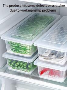 1 pieza/4 piezas Caja de almacenamiento para nevera de cocina para pescado y carne, recipiente de plástico rectangular con drenaje y tapa para mantener frescos los alimentos congelados - transparente - Ver 6