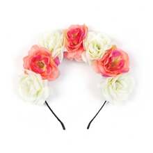 1 Stück Blumen-Stirnband für Erwachsene zum Fotografieren, Braut-Rosenblüten-Haarreif im Boho-Stil, Haarband Diadema für Frühling/Sommer
