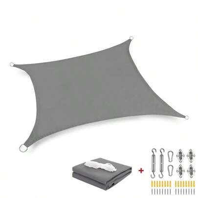 1pc Waterproof Outdoor Awning With 24pcs Stainless Steel Accessories Garden Sun Shade Sail Triangle Shade Cloth For Yard Car Park Swimming Pool Balcony Sun-Shelter