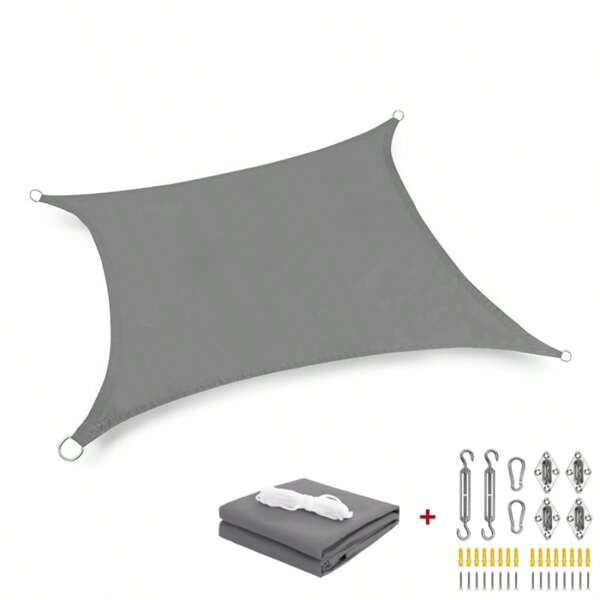 1 pieza Toldo impermeable para exteriores con 24 piezas de accesorios de acero inoxidable, Tela de sombra triangular para sombra de jardín, para el coche, piscina, balcón, refugio solar