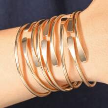 5PCS/10PCS Retro Boho Stackable Bracelets, Golden Cuff Bracelets For Women Men Daily Party Holiday Jewelry Gift