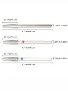 3 件套刚玉指甲钻头 3/32 英寸（2.35 毫米）专业指甲锉，用于指甲护理、卸甲、指甲抛光、去除角质层，