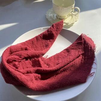 12 pièces/set Serviettes carrées en mousseline douce de couleur unie avec des glands, 32x32cm/12.6x12.6 pouces, convient pour le dîner, l'anniversaire, l'utilisation quotidienne, la décoration, l'hôtel, le restaurant, le café, les torchons de cuisine