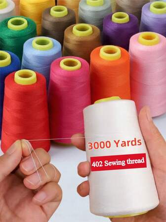 402 Sewing Thread Thread Thick Strong 3000 Yards Each Spool Solid Color Stitching Thread For Machine And Household Sewing Accessories