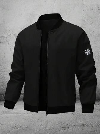 Chaqueta casual con cremallera para hombres, de tela de poliéster gruesa y ligera, con ajuste regular, adecuada para entrenamiento físico, uso casual y deportes al aire libre