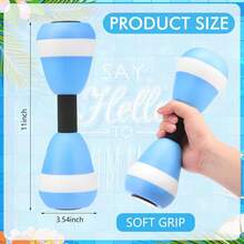 Water Aerobics Set For Aquatic Exercise 1 Pair Neoprene Swimming Glove 2 Pcs Foam Aquatic Dumbbells Water Weights Equipment Pool Resistance Fitness Equipment For Training Workouts - Blue - View 9