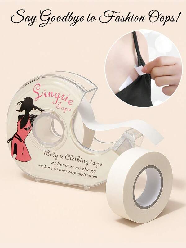 1 rolka wodoodpornej taśmy dwustronnej, mocne mocowanie przez cały dzień, przezroczysta, niewidoczna konstrukcja, przezroczysta, nadaje się do mocowania klatki piersiowej i ubrań na dekolcie, aby zapobiec narażeniu