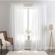 1pc Elegant Semi-Sheer Curtains - Soft Lightweight Breathable 100% Polyester, Privacy Semi-Transparent Light Filtering For Bedroom Living Room Patio Glass Doors, Rod Pocket Design, Machine Washable, Multi-Color Options, Bedroom Curtains | Elegant Curtain Design | Easy Hang Curtains, Curtains For Living Room