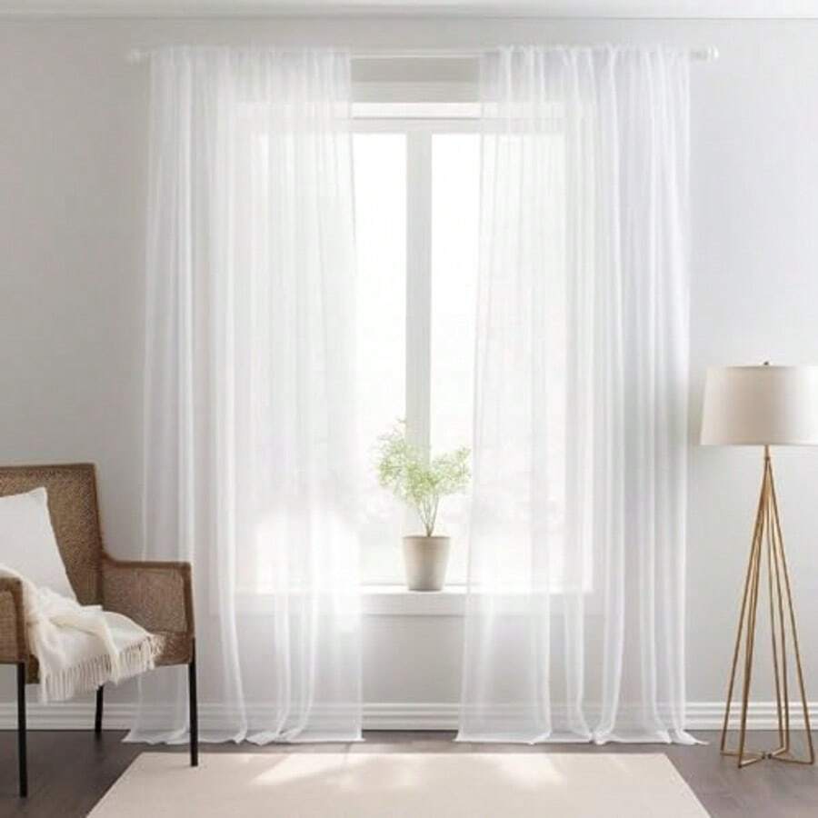 1pc Elegant Semi-Sheer Curtains - Soft Lightweight Breathable 100% Polyester, Privacy Semi-Transparent Light Filtering For Bedroom Living Room Patio Glass Doors, Rod Pocket Design, Machine Washable, Multi-Color Options, Bedroom Curtains | Elegant Curtain Design | Easy Hang Curtains, Curtains For Living Room