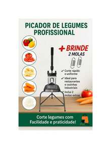 Picador Cabrita para Cortar Batatas Fritas - Picador Profissional de Legume - Preto - Visão 1