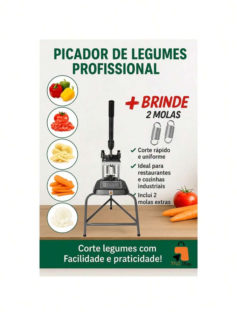 Picador Cabrita para Cortar Batatas Fritas - Picador Profissional de Legume - Preto - Visão 1