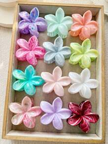 12 pezzi/confezione di grandi fermagli per capelli a forma di margherita Tintura a nodi dopamina da 3.14 pollici, dolci barrette a corona floreale per code di cavallo/raccolti, alta qualità, semplici ed eleganti, versatili, accessori per capelli estivi adatti per uso quotidiano, tempo libero, feste, lavoro, vacanze, lavaggio del viso, trucco, abbigliamento