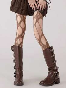 1 Paar Vintage Fischnetz Socken für Frauen, sexy asymmetrische spitze ausgeschnittene enganliegende Party Socken